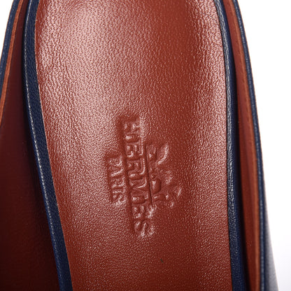 Hermes Goatskin Rivoli Mules 36.5 Bleu Maritime 5 of 7