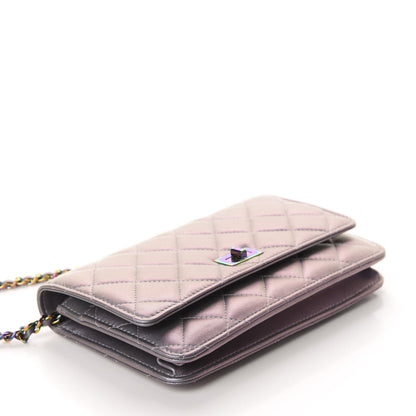 Chanel Iridescent Lambskin Quilted Reissue Wallet On Chain WOC Light Purple 3 of 13