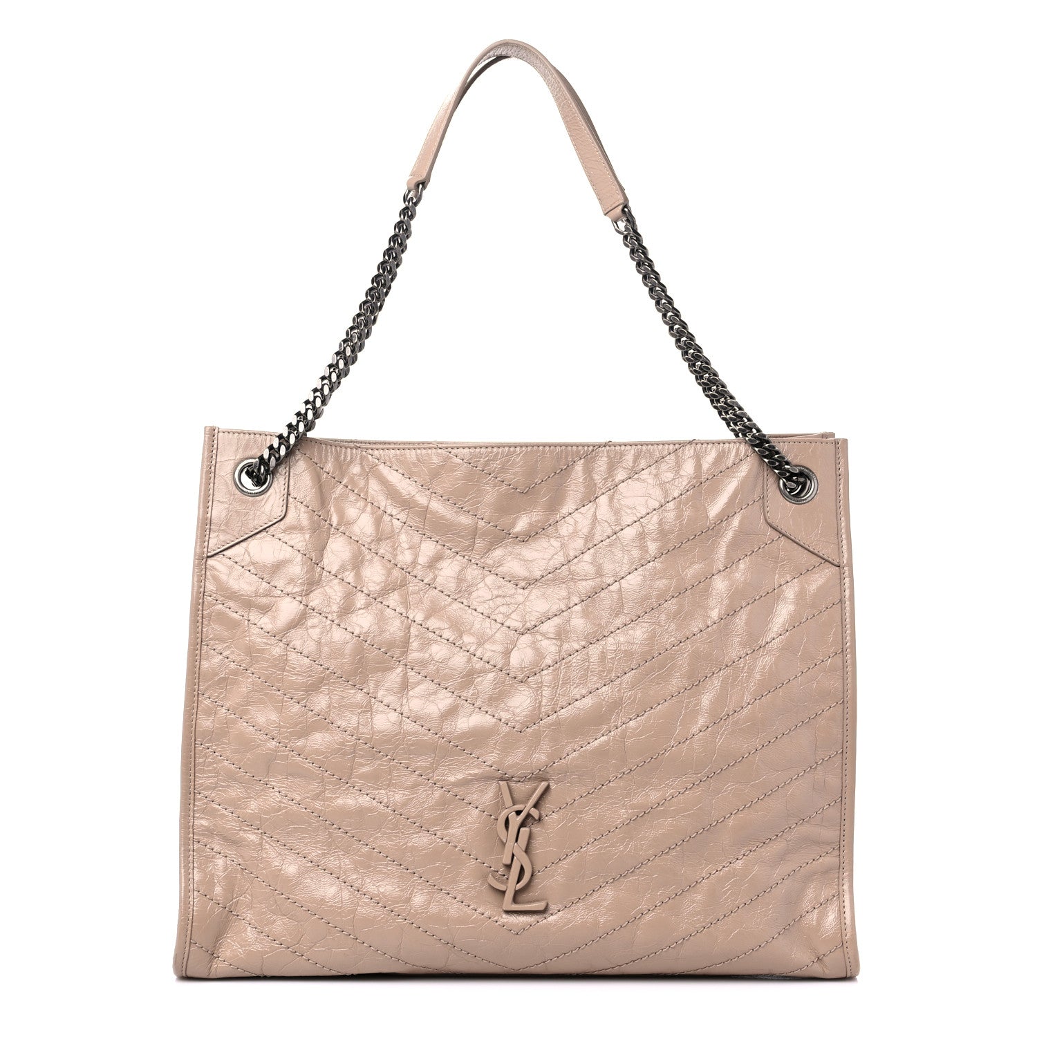 Saint Laurent Crinkled Calfskin Matelasse Monogram Large Niki Shopper Tote Dusty Grey 1 of 13