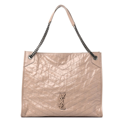 Saint Laurent Crinkled Calfskin Matelasse Monogram Large Niki Shopper Tote Dusty Grey 1 of 13