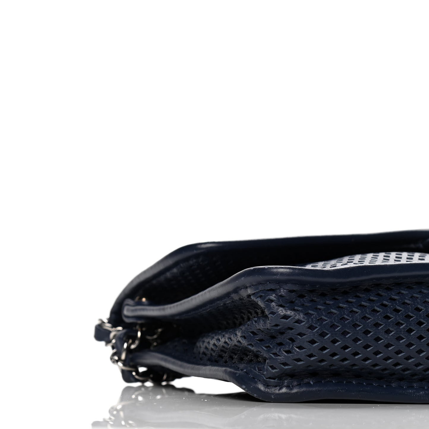 Perforated Calfskin Large Up In The Air Flap Dark Blue