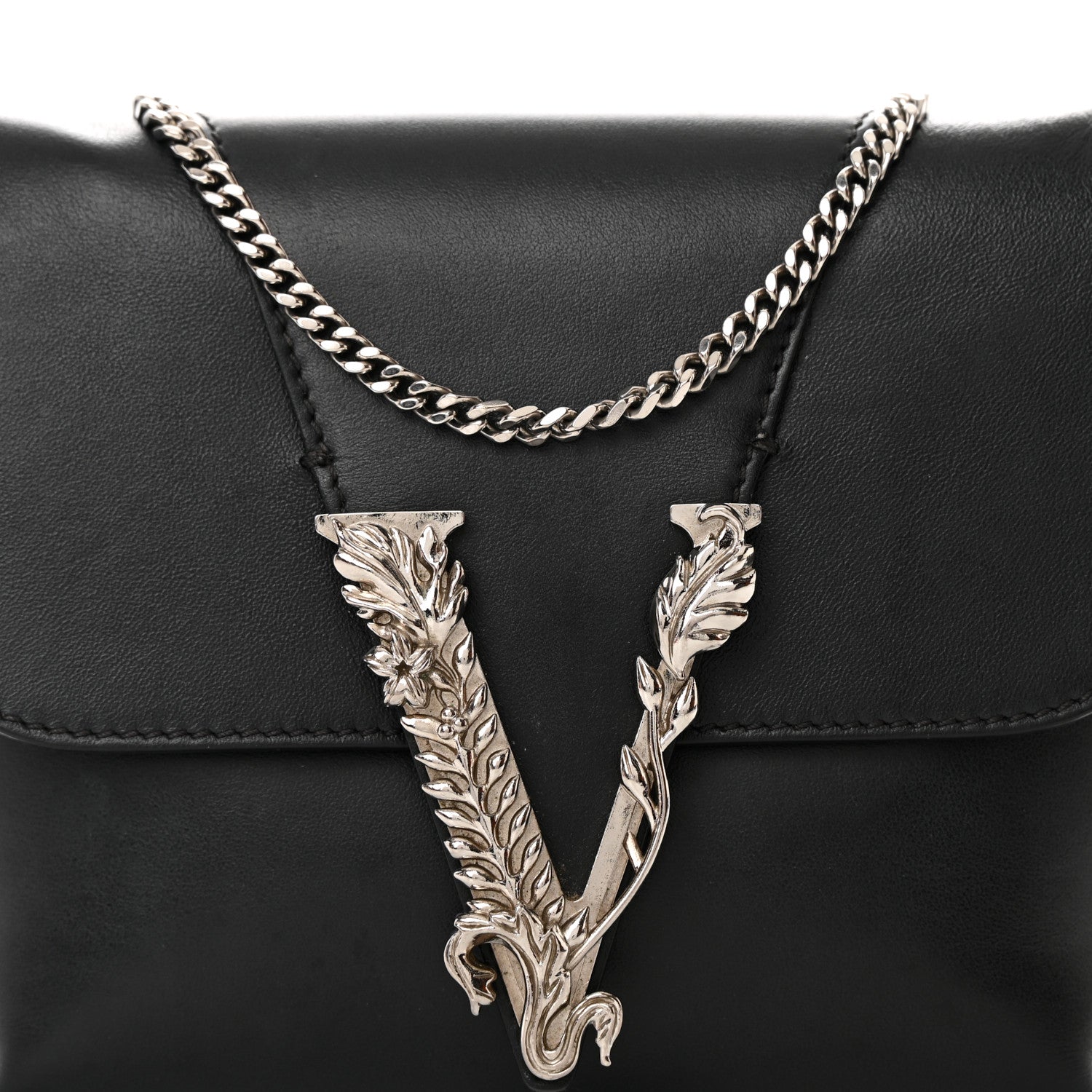 Versace Vitello Virtus Chain Clutch Black 8 of 17
