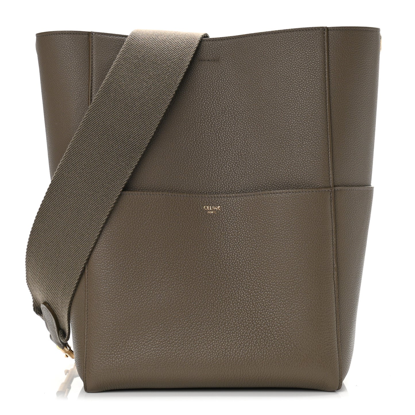 Soft Grained Calfskin Sangle Bucket Bag Taupe