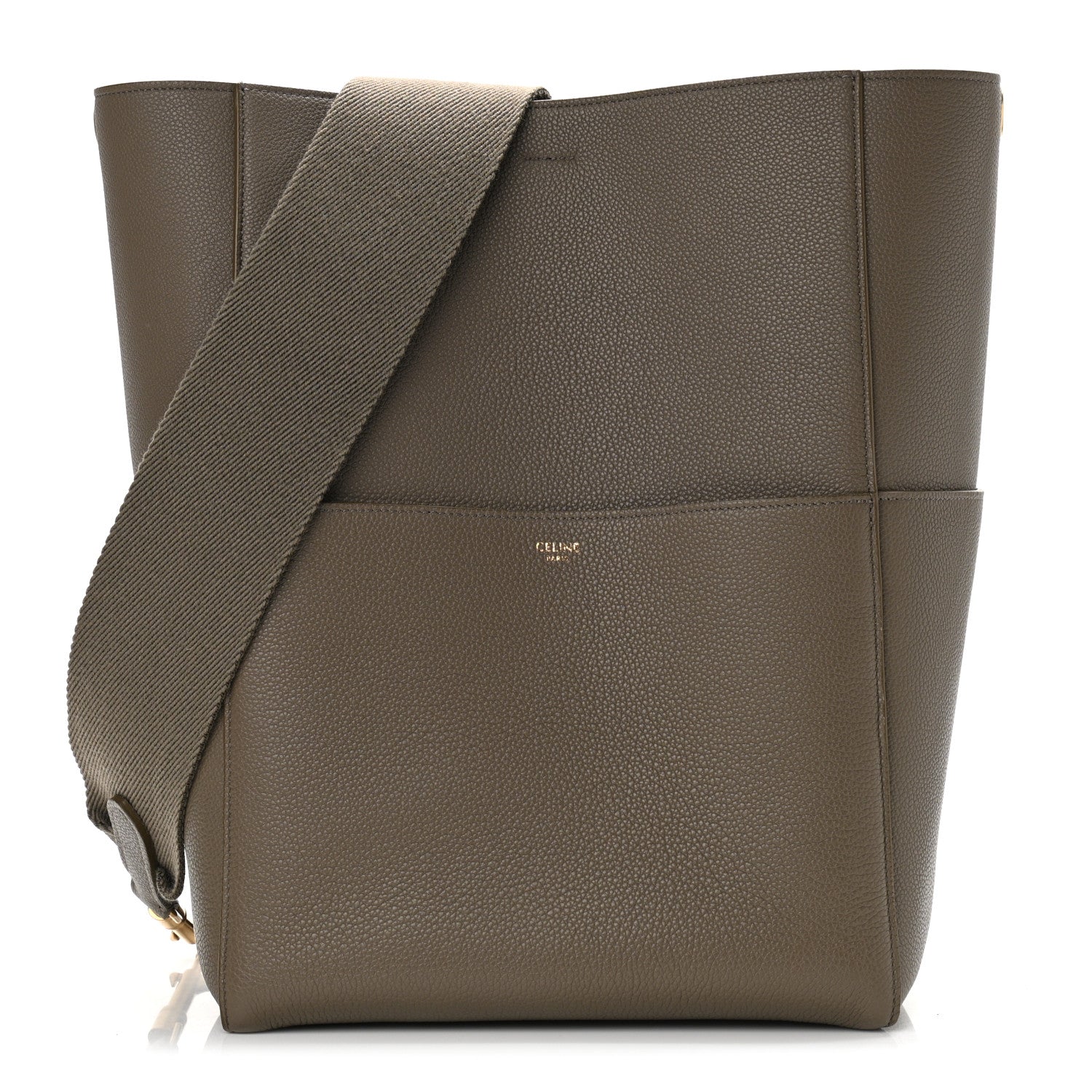 Celine Soft Grained Calfskin Sangle Bucket Bag Taupe 1 of 10