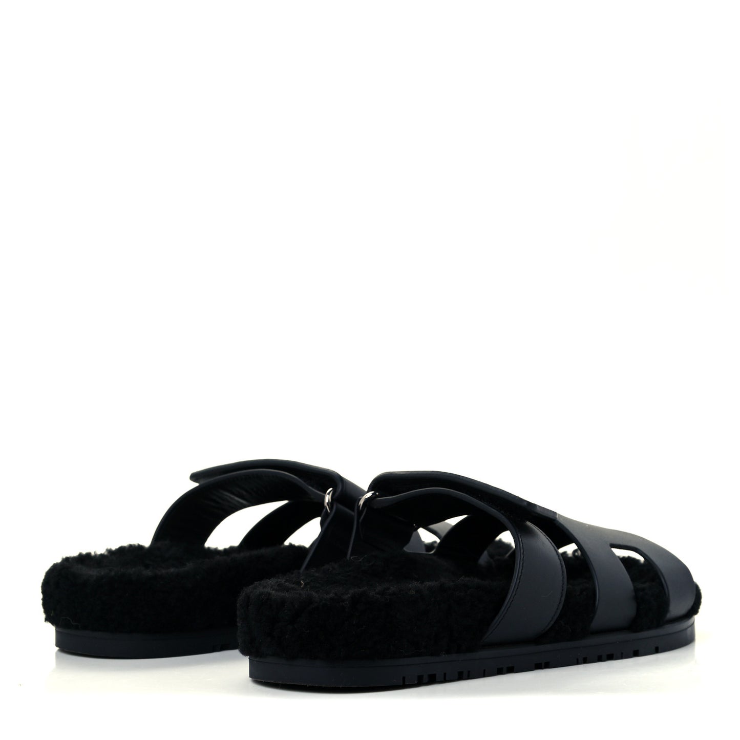 Calfskin Woolskin Womens Chypre Sandals 37 Black