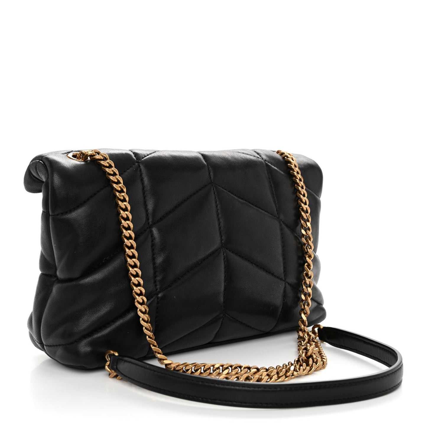 Lambskin Quilted Toy Loulou Puffer Monogram Chain Satchel Black