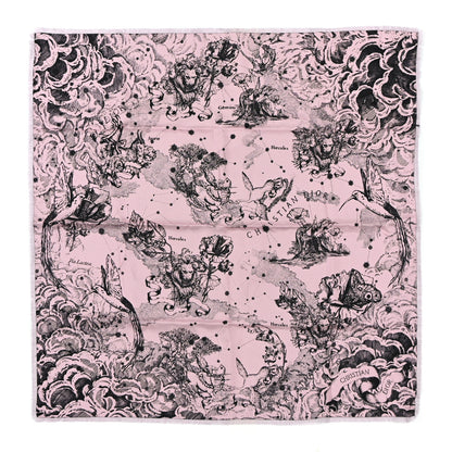 Christian Dior Silk Zodiac Print Scarf 90 Pink 1 of 6