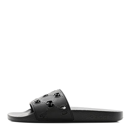 Gucci Rubber GG Monogram Perforated Womens Slide Sandals 40 Black 1 of 10