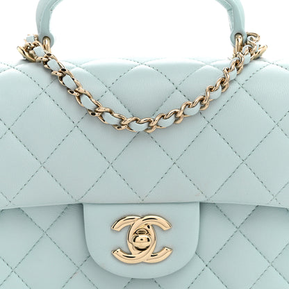 Chanel Lambskin Quilted Mini Top Handle Rectangular Flap Light Blue 8 of 11