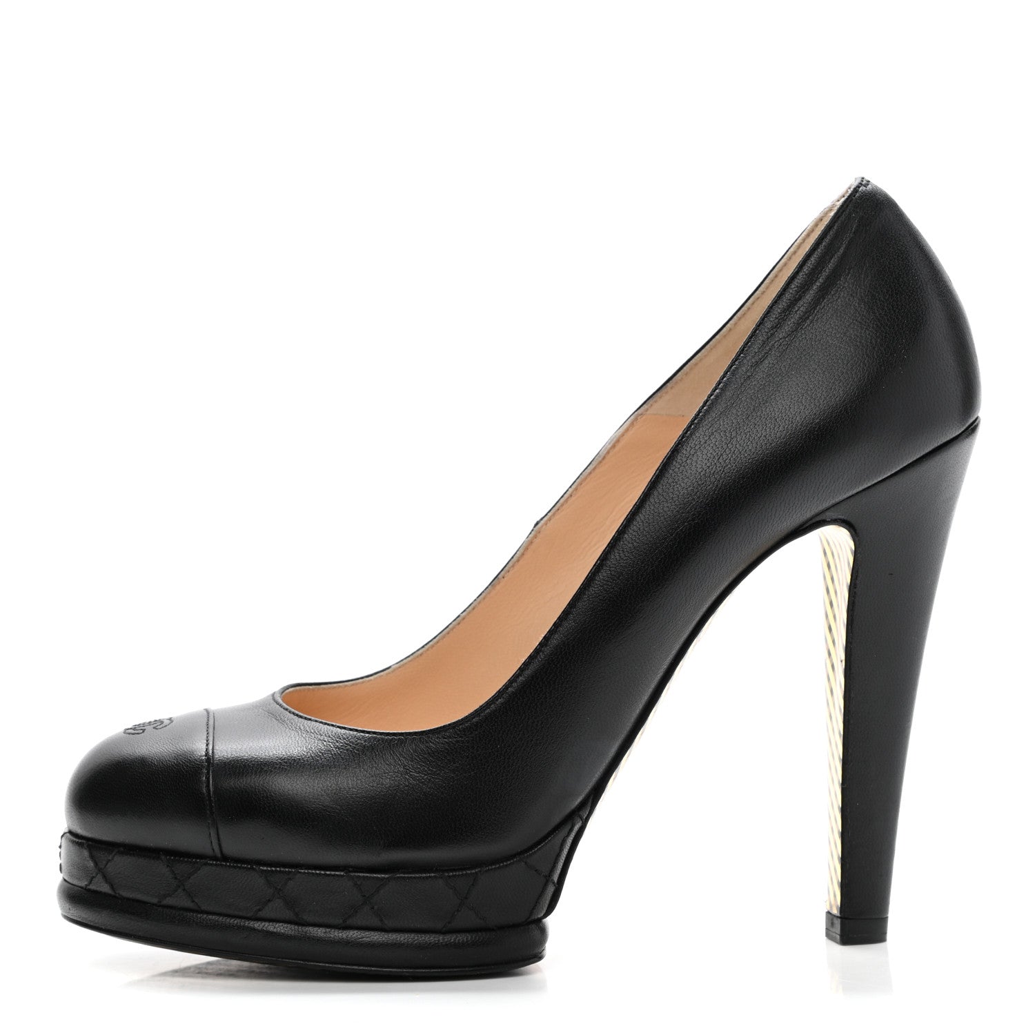 Chanel Lambskin CC Cap Toe Platform Pumps 38.5 Black 1 of 10