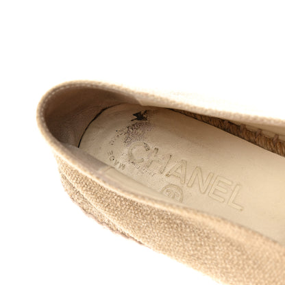 Chanel Toile Sequin CC Espadrilles 38 Beige Black 9 of 11