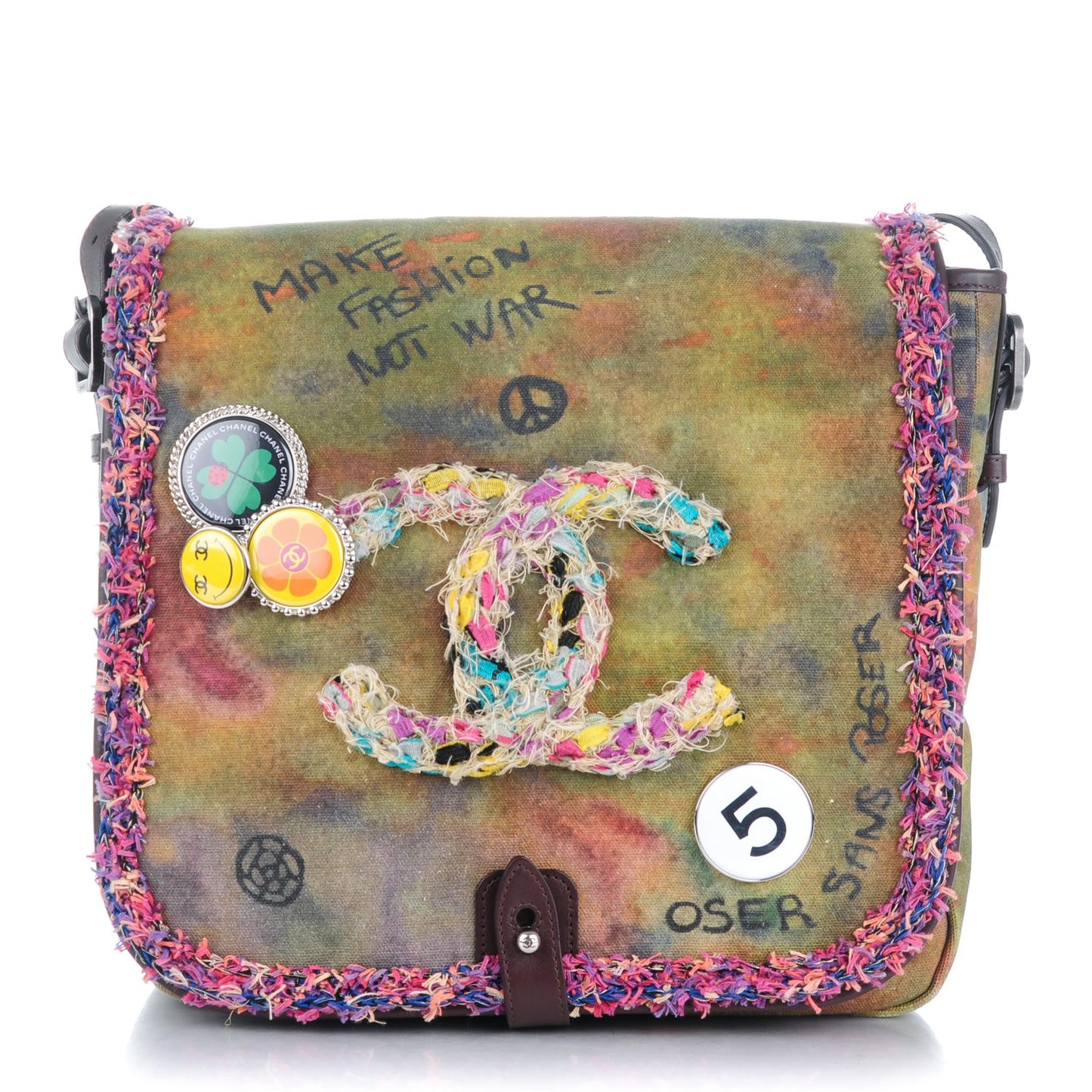 Washed Toile Graffiti On The Pavements Messenger Khaki Multicolor