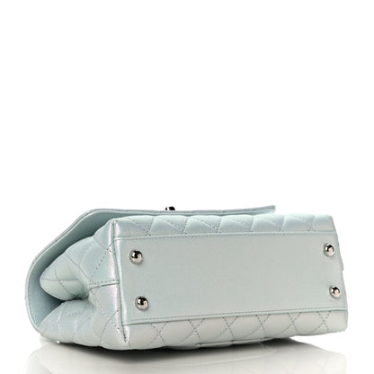 Chanel Iridescent Caviar Quilted Mini Coco Handle Flap Light Blue 4 of 11