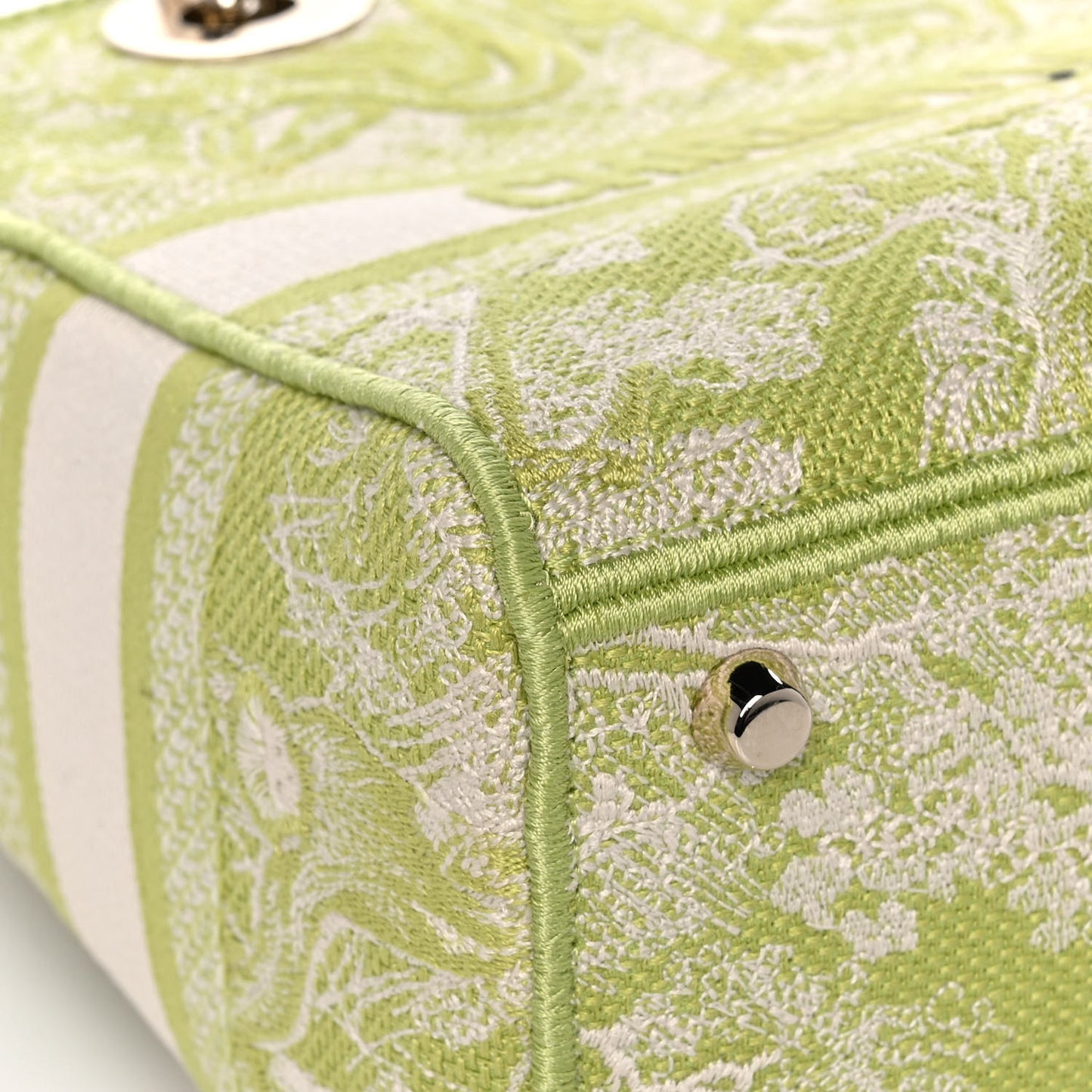 Canvas Toile De Jouy Reverse Embroidered Medium Lady D-Lite Green