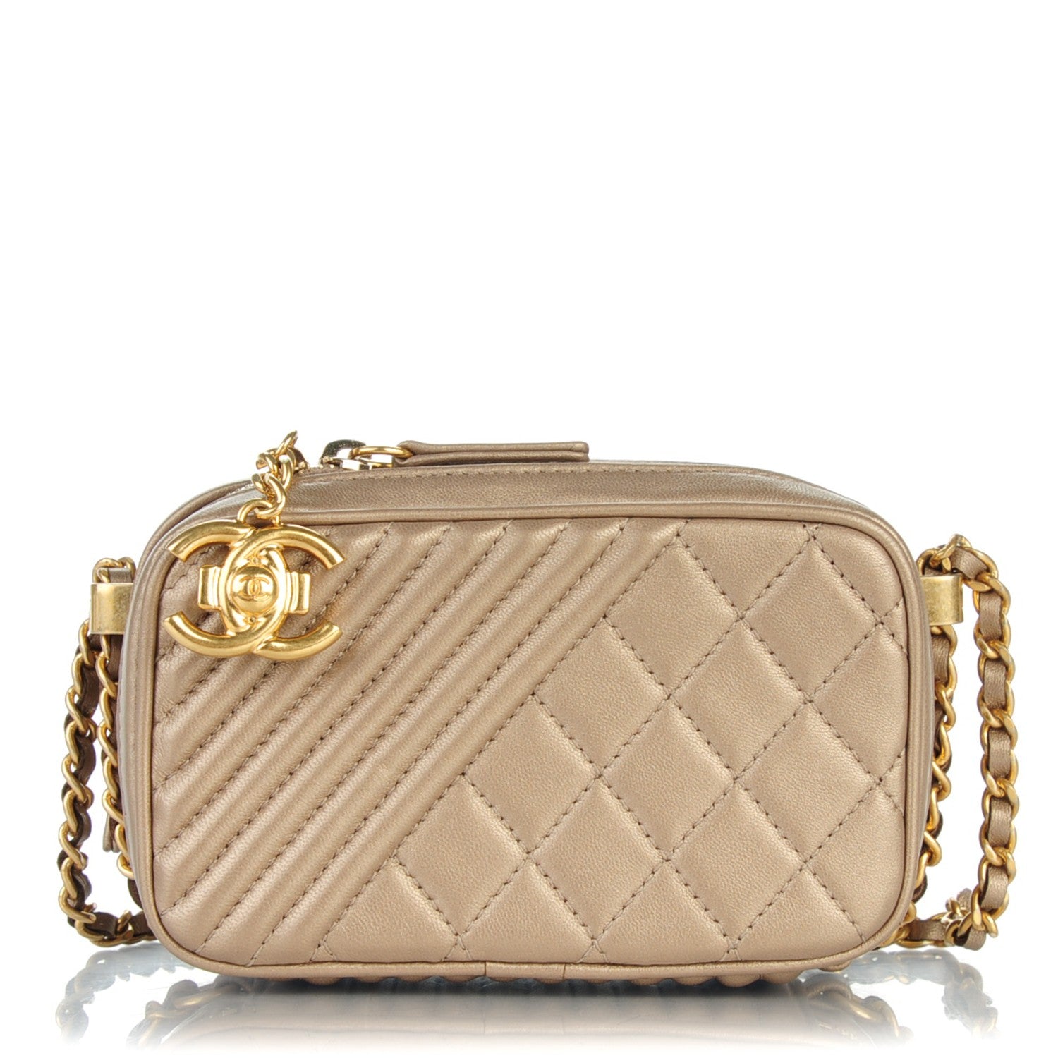 Chanel Metallic Lambskin Mini Coco Boy Camera Case Dark Gold 1 of 7