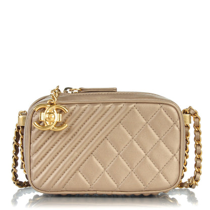 Chanel Metallic Lambskin Mini Coco Boy Camera Case Dark Gold 1 of 7