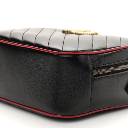 Gucci Vintage Effect Calfskin Matelasse Diagonal Small Torchon GG Marmont Bamboo Top Handle Shoulder Bag Black Romantic Cherry 10 of 13