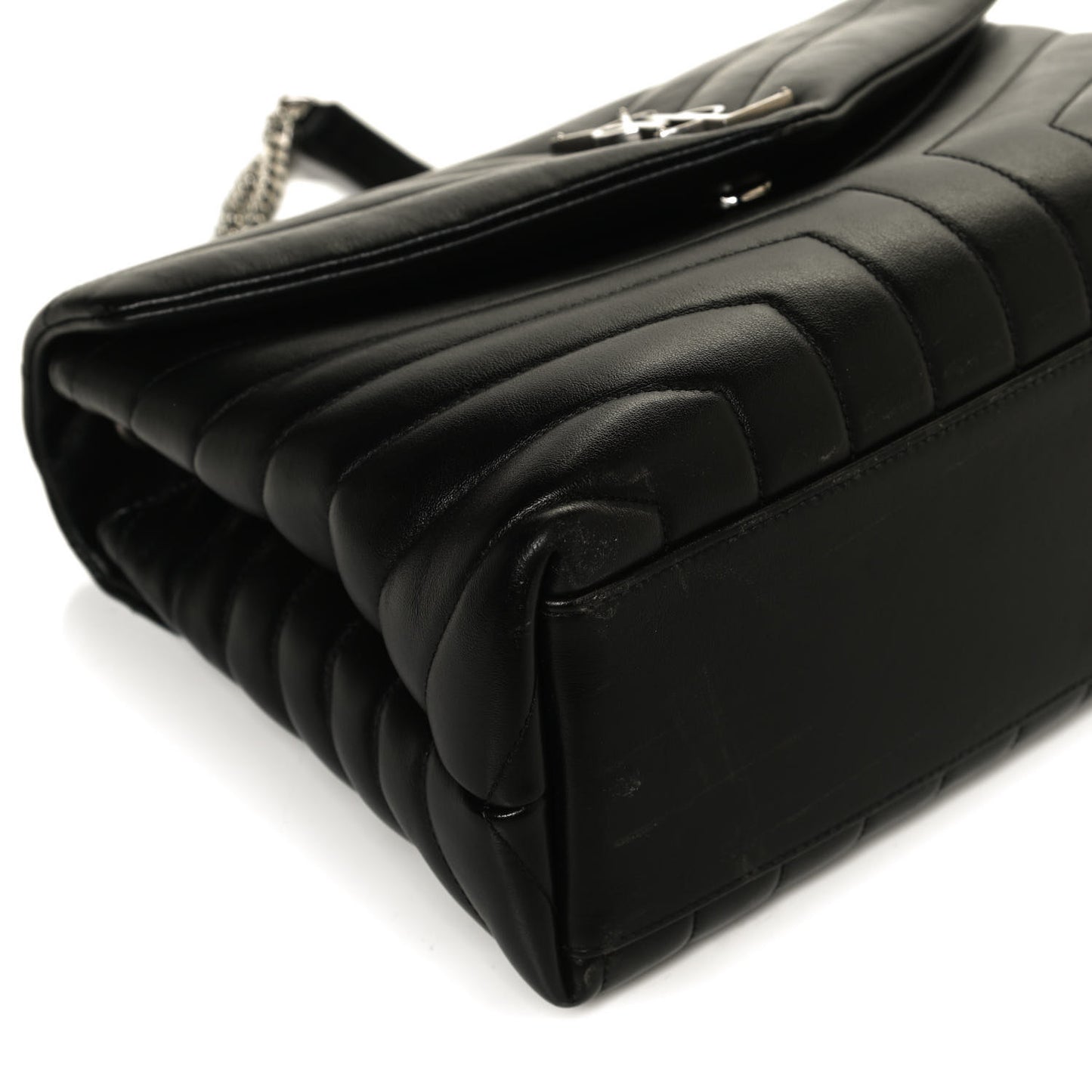 Calfskin Y Quilted Monogram Medium Loulou Chain Satchel Black