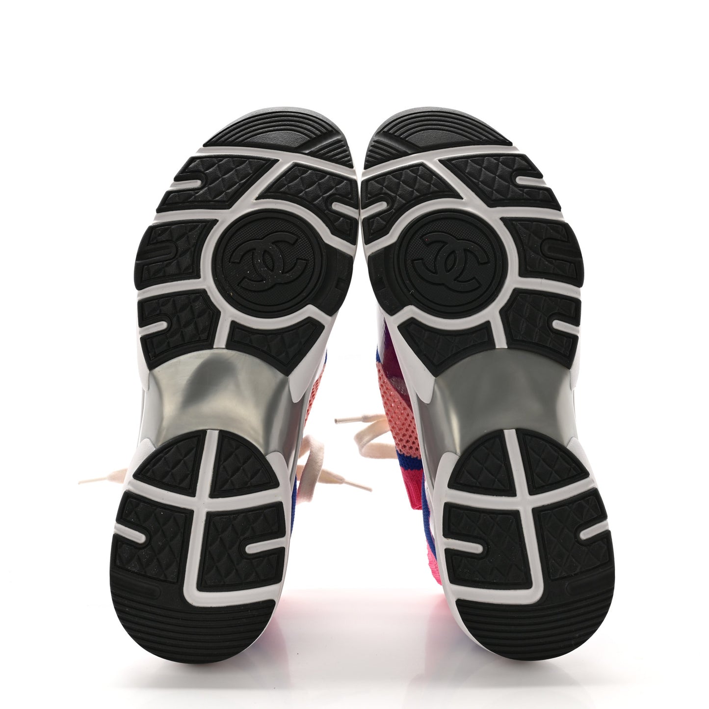 Fabric Suede Calfskin Stretch CC Sneakers 41 Pink Red Blue