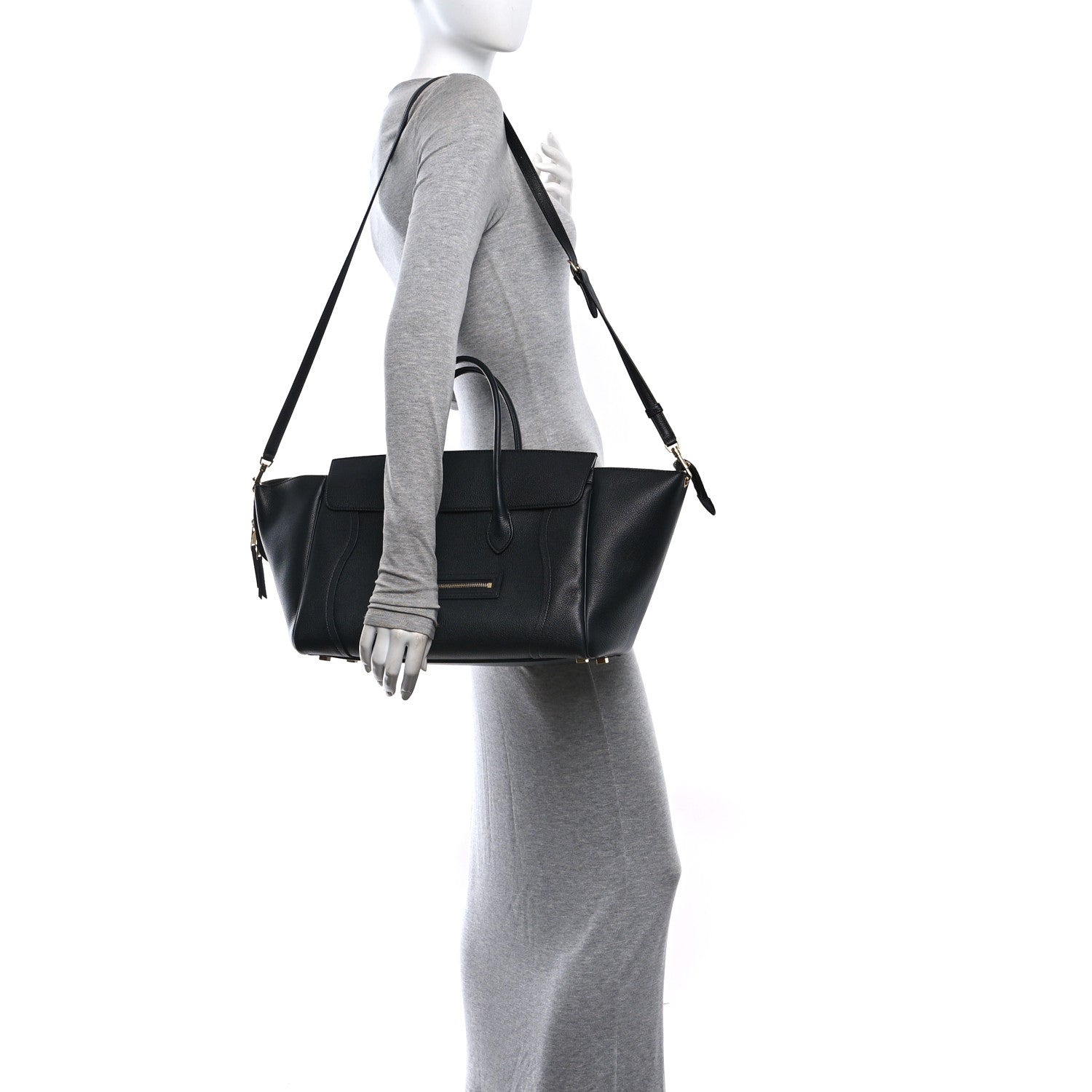 Celine Supple Shiny Lambskin Medium Smiling New Luggage Black 2 of 10