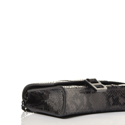 Balenciaga Shiny Calfskin Python Effect Hourglass Chain Bag Dark Grey Black 7 of 8