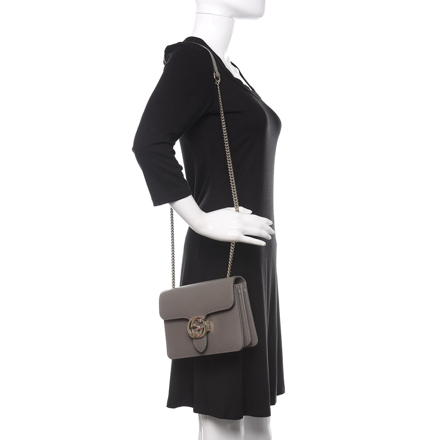 Dollar Calfskin Small Interlocking G Shoulder Bag Loess