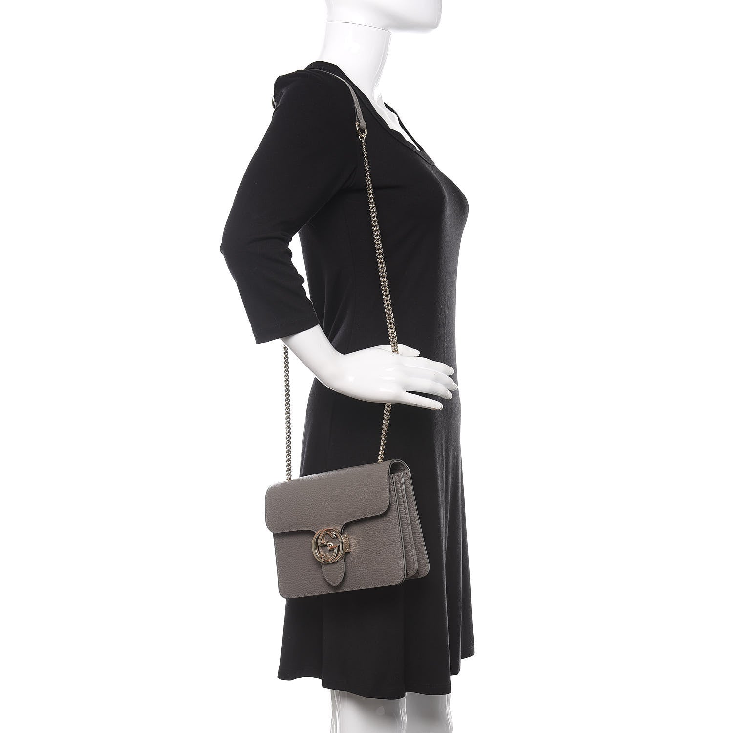 Gucci Dollar Calfskin Small Interlocking G Shoulder Bag Loess 2 of 9