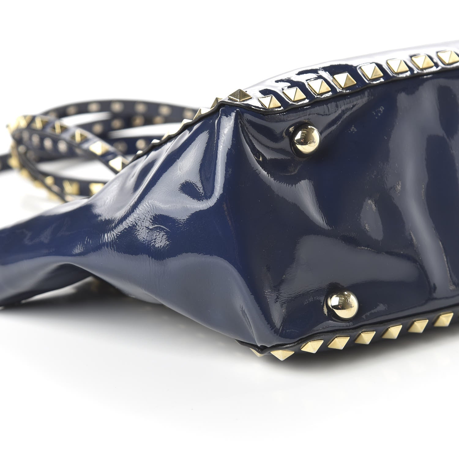 Valentino Garavani Patent Small Rockstud Tote Navy 6 of 10