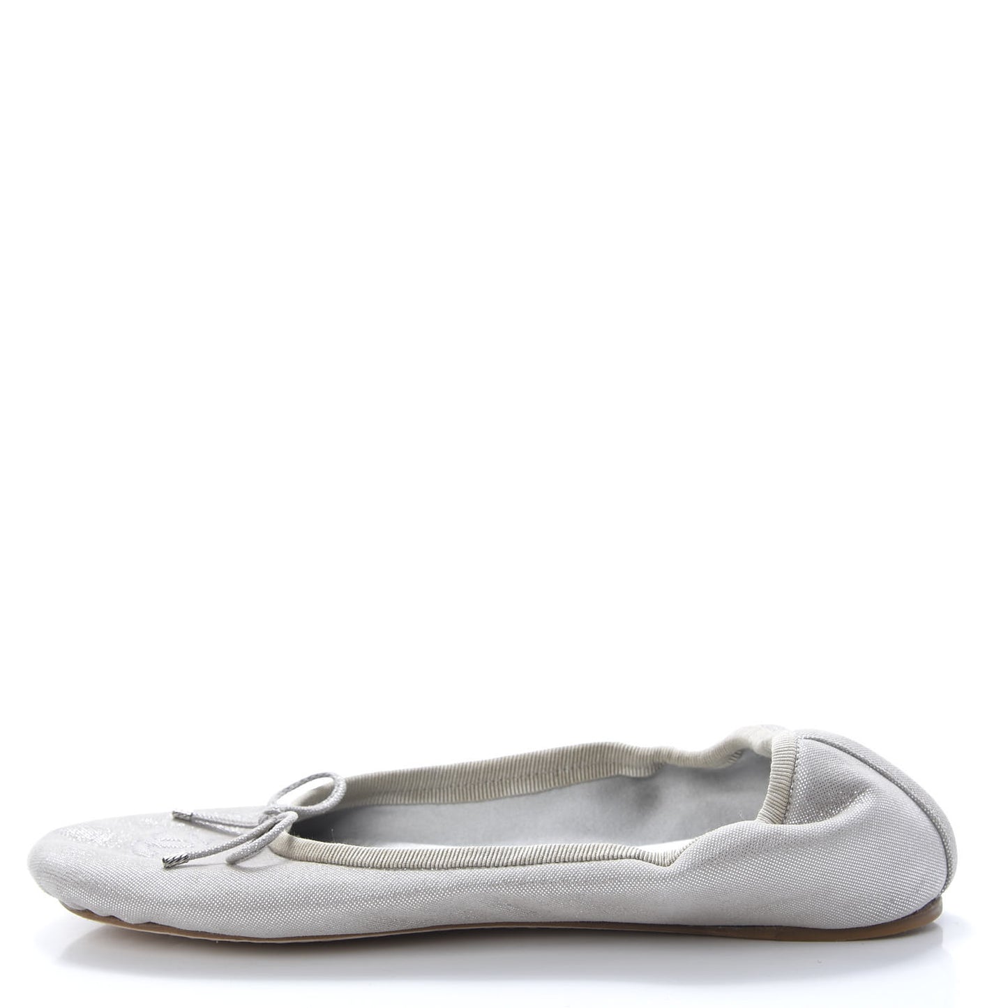 Metallic Fabric CC Elastic Ballerina Flats 37 Silver