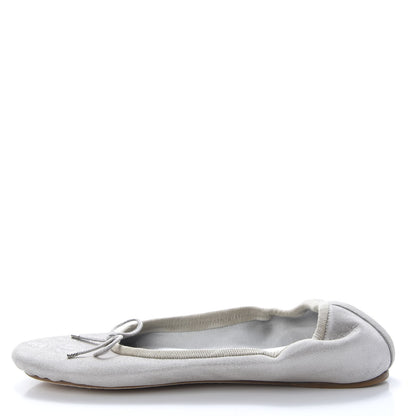 Chanel Metallic Fabric CC Elastic Ballerina Flats 37 Silver 8 of 8