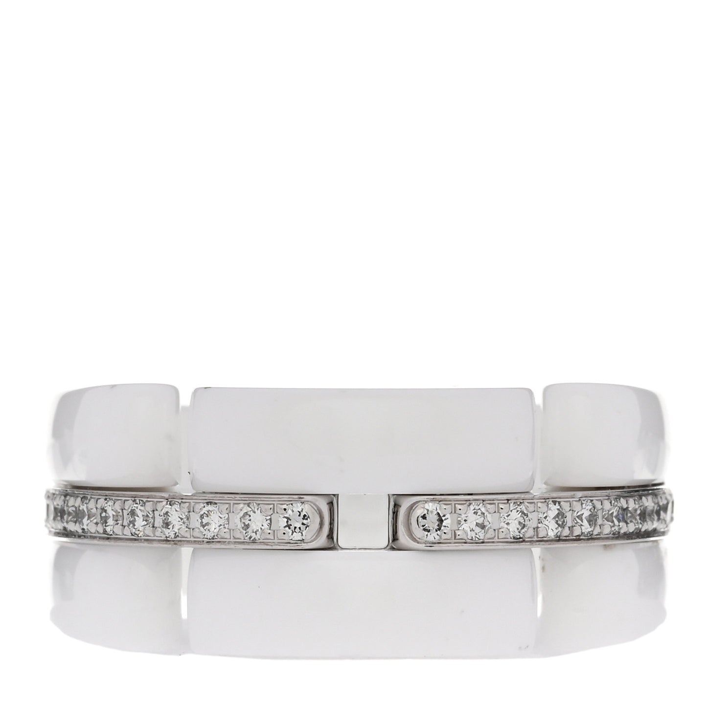 18K White Gold White Ceramic Diamond Ultra Ring 55 7.25