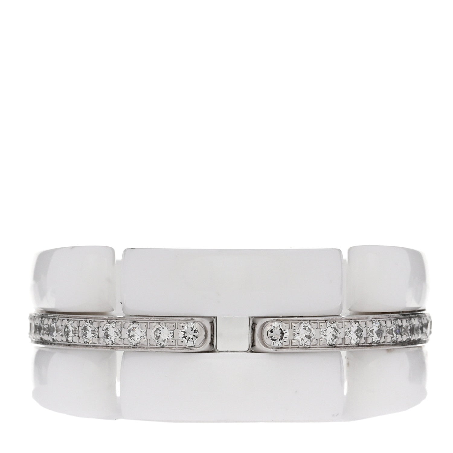 Chanel 18K White Gold White Ceramic Diamond Ultra Ring 55 7.25 1 of 4