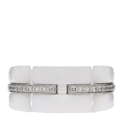 Chanel 18K White Gold White Ceramic Diamond Ultra Ring 55 7.25 1 of 4
