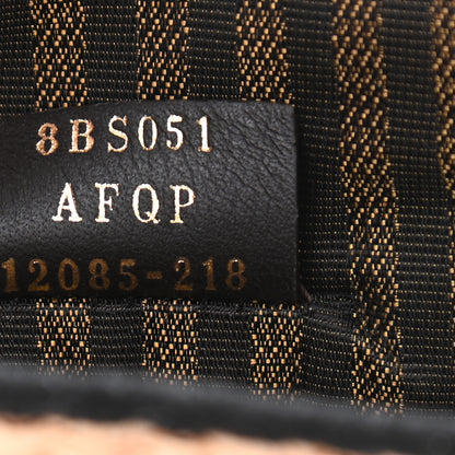 Fendi Straw Vitello Grace Cuoio Logo Braided Embroidered Mini Sunshine Shopper Natural Black 7 of 10