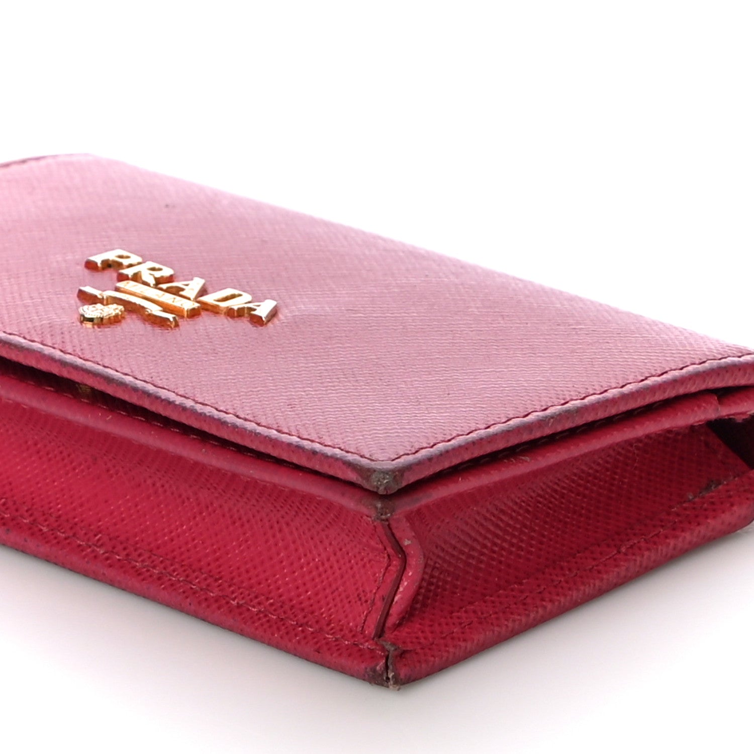 Prada Saffiano Metal Bi-Fold Card Holder Wallet Peonia 9 of 19