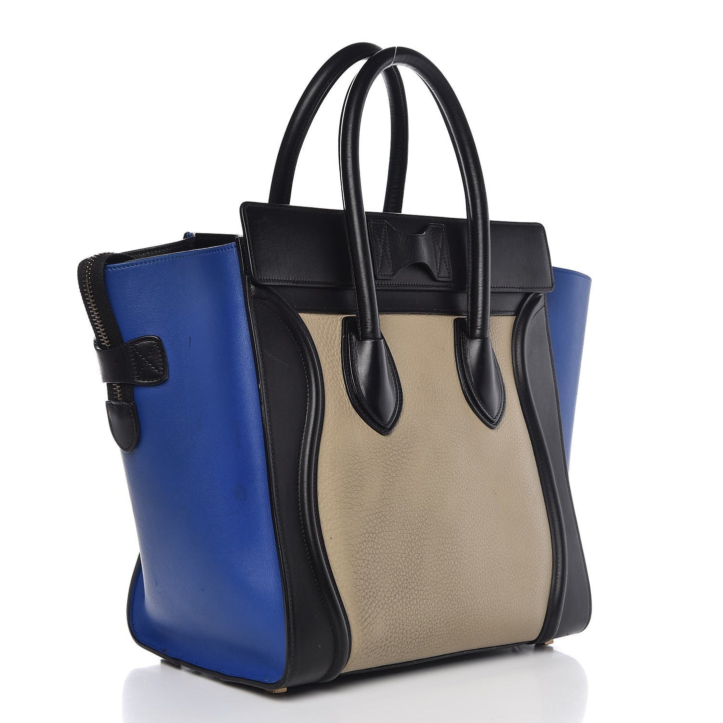 Elephant Calfskin Mini Tri-Color Luggage Beige