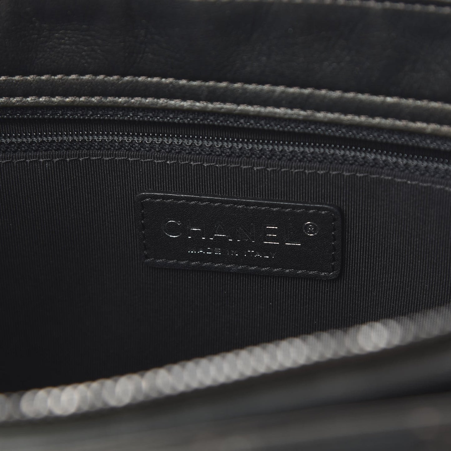 Metallic Goatskin Quilted Medium Rock In Rome Tote Charcoal