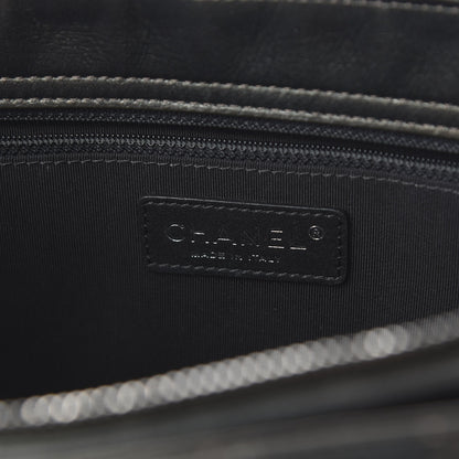 Chanel Metallic Goatskin Quilted Medium Rock In Rome Tote Charcoal 8 of 11