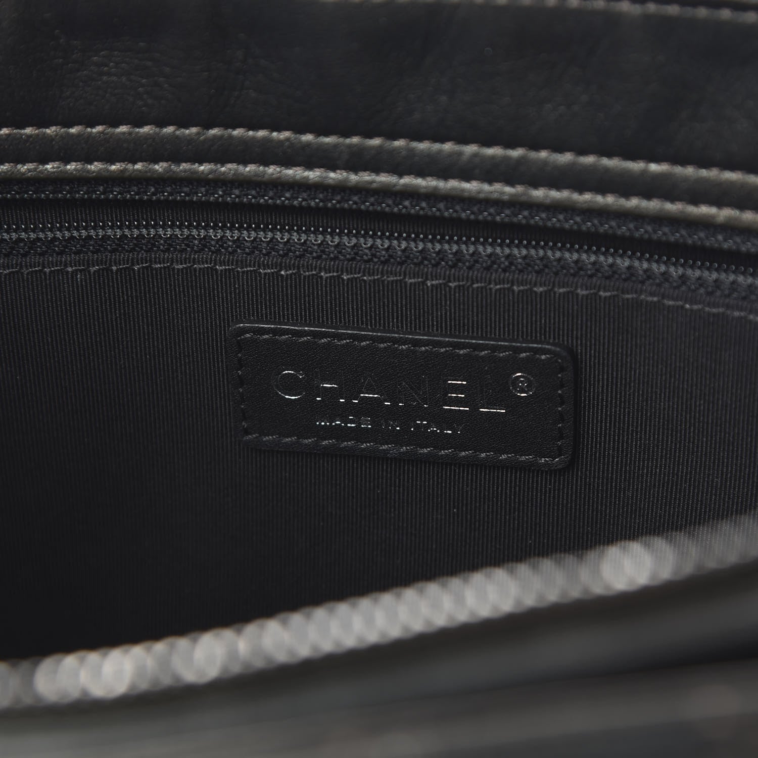 Chanel Metallic Goatskin Quilted Medium Rock In Rome Tote Charcoal 8 of 11