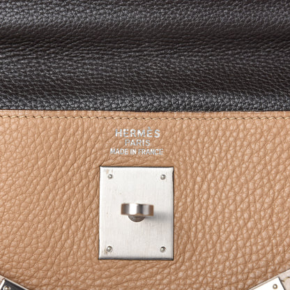 Hermes Taurillon Clemence Tri-Color Kelly Retourne 35 Tabac Camel Ecorce Craie 6 of 13