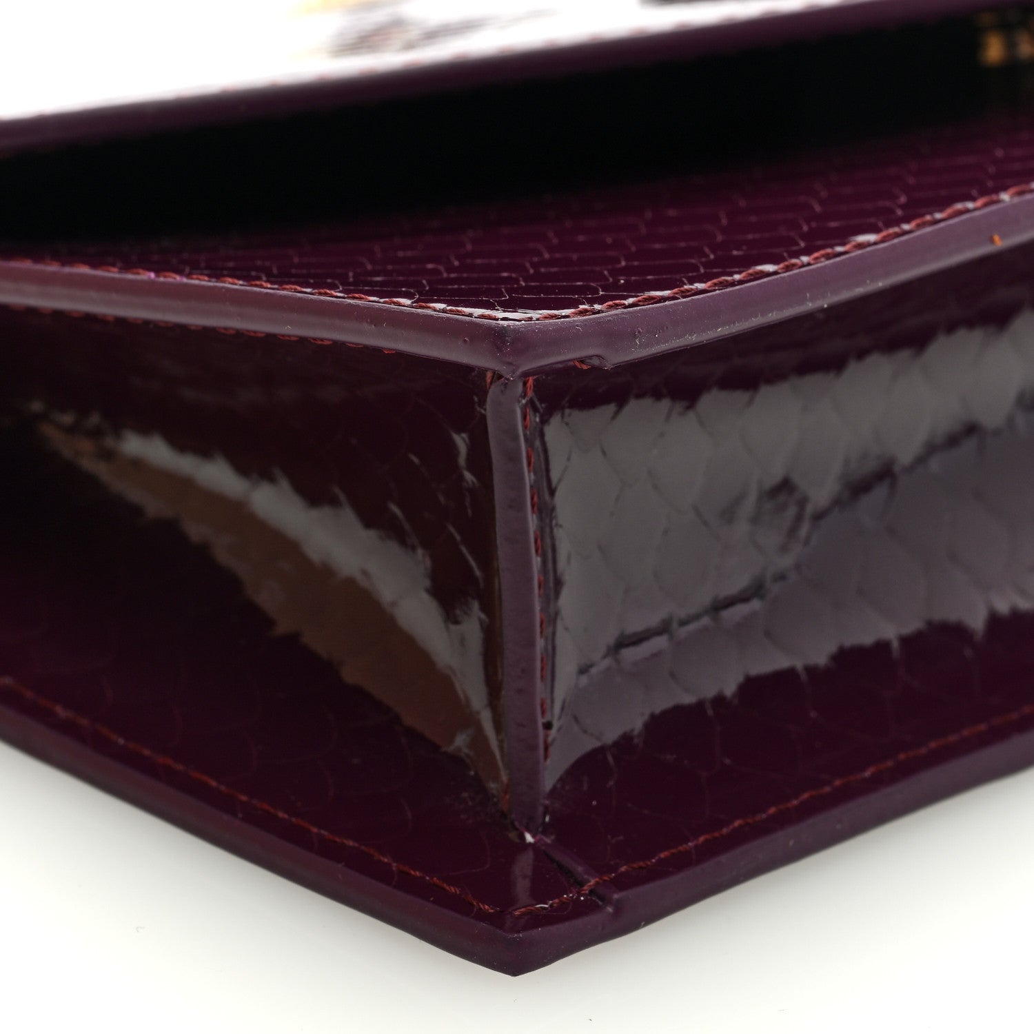 Christian Louboutin Patent Birdy Snakeskin Embossed Loubi54 Crossbody Clutch Merlot 8 of 10