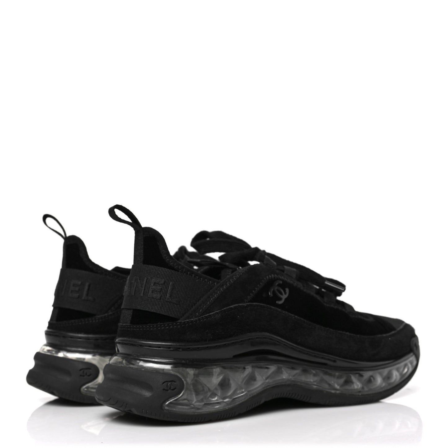 Suede Calfskin Velvet Grosgrain CC Sneakers 38.5 Black