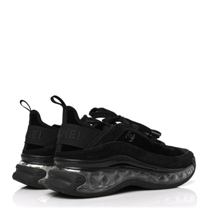 Chanel Suede Calfskin Velvet Grosgrain CC Sneakers 38.5 Black 4 of 8