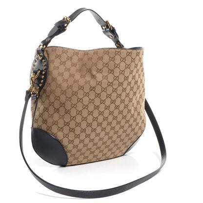 Gucci Monogram Medium Patti Stud Hobo Black 3 of 7