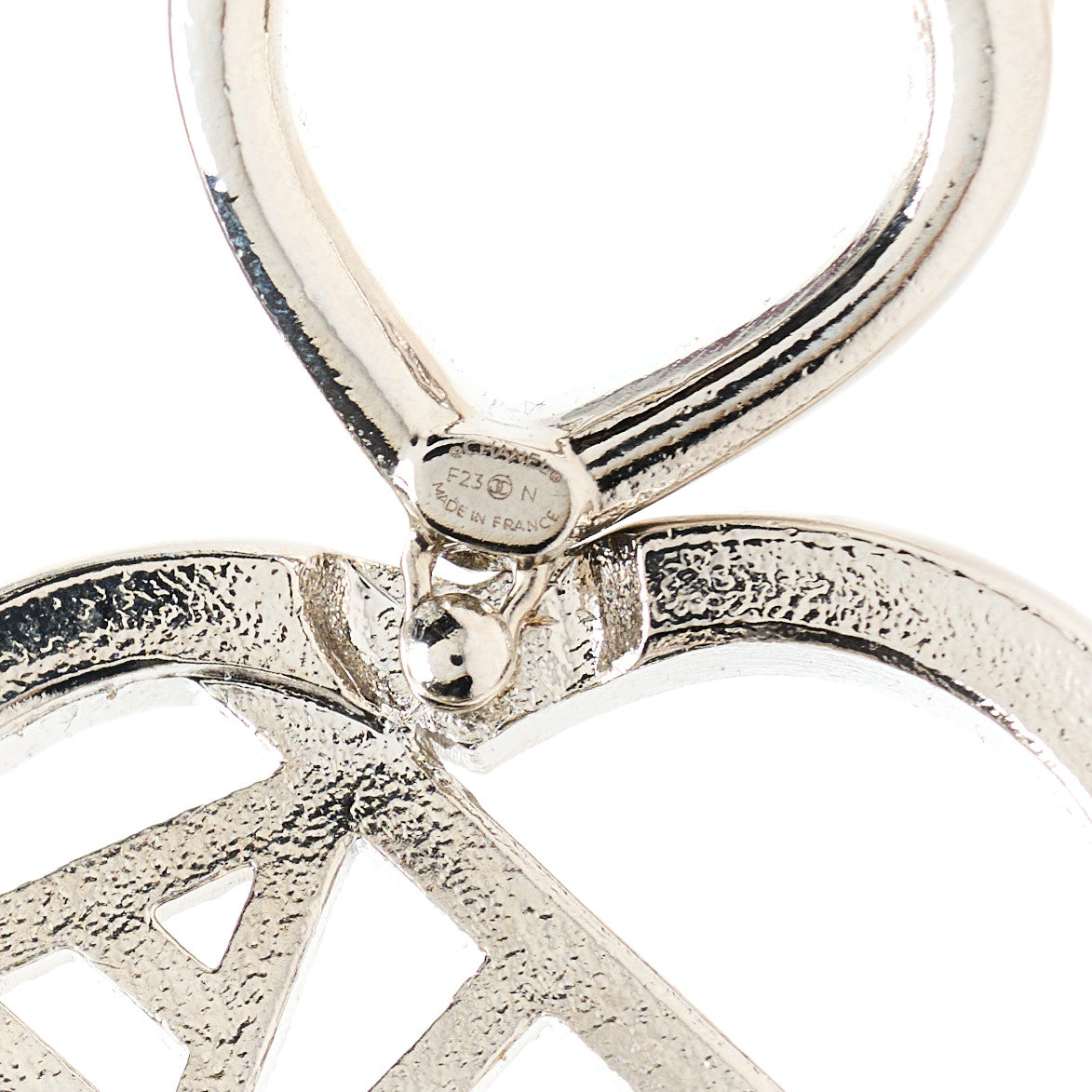 Chanel Crystal Metal CC Heart Drop Earrings Silver 4 of 4