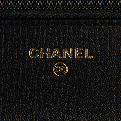 Chanel Goatskin Quilted CC Eyelet Wallet On Chain Black 6 of 9