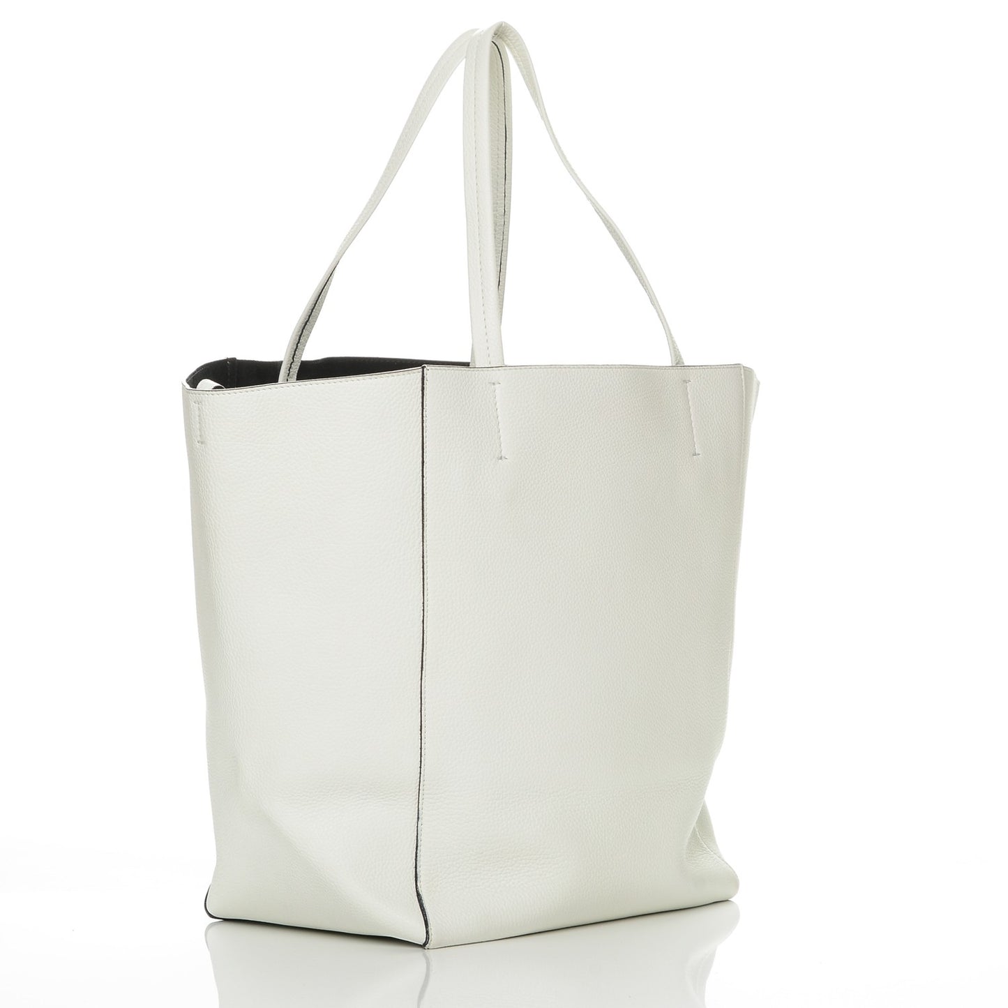 Grained Calfskin Medium Horizontal Cabas Phantom White