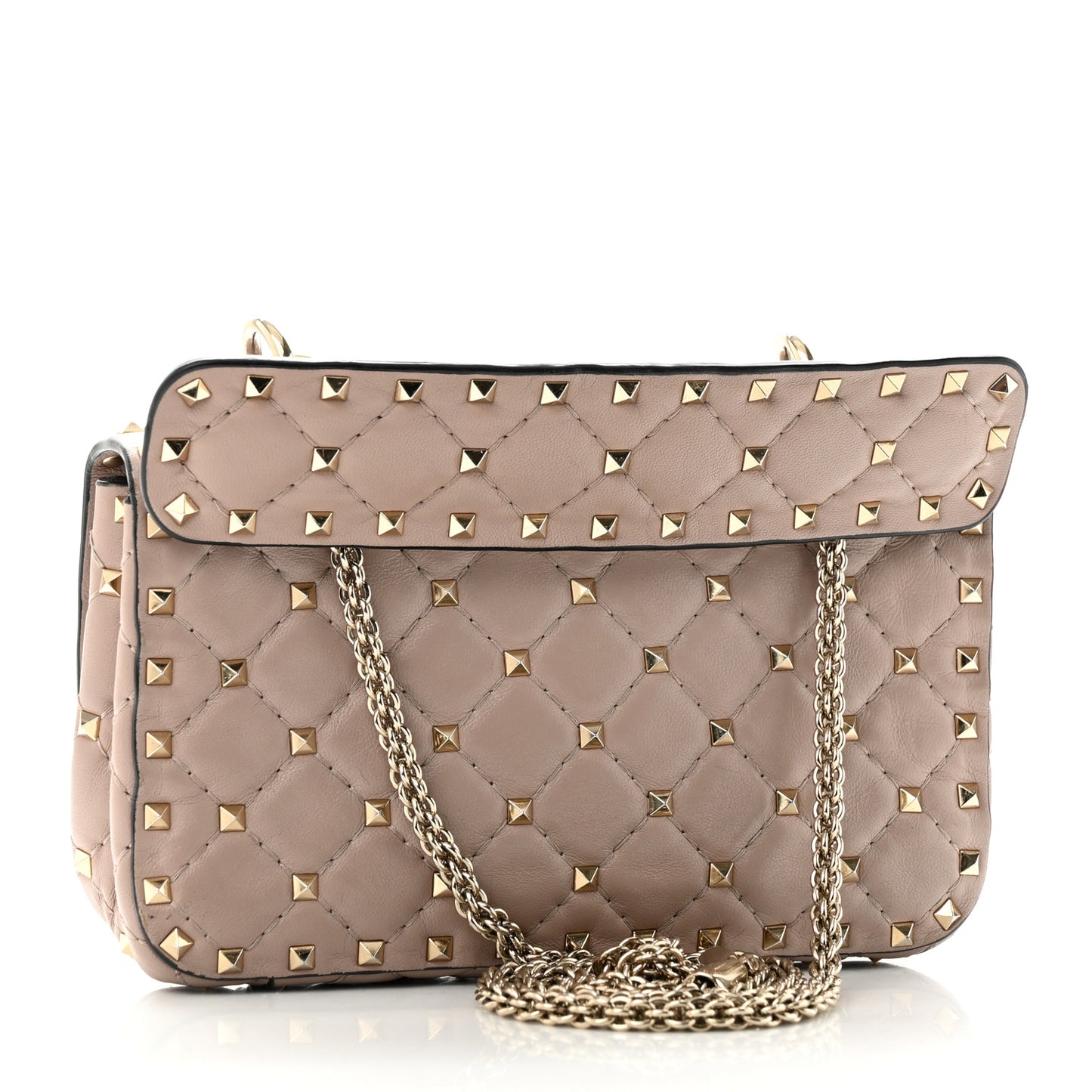 Nappa Small Rockstud Spike Shoulder Bag Poudre