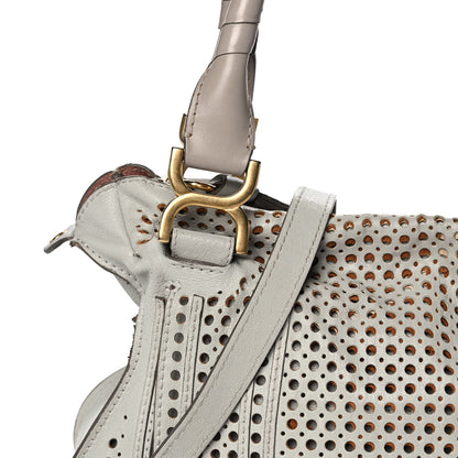 Chloe Calfskin Perforated Medium Marcie Satchel Grey 7 of 12