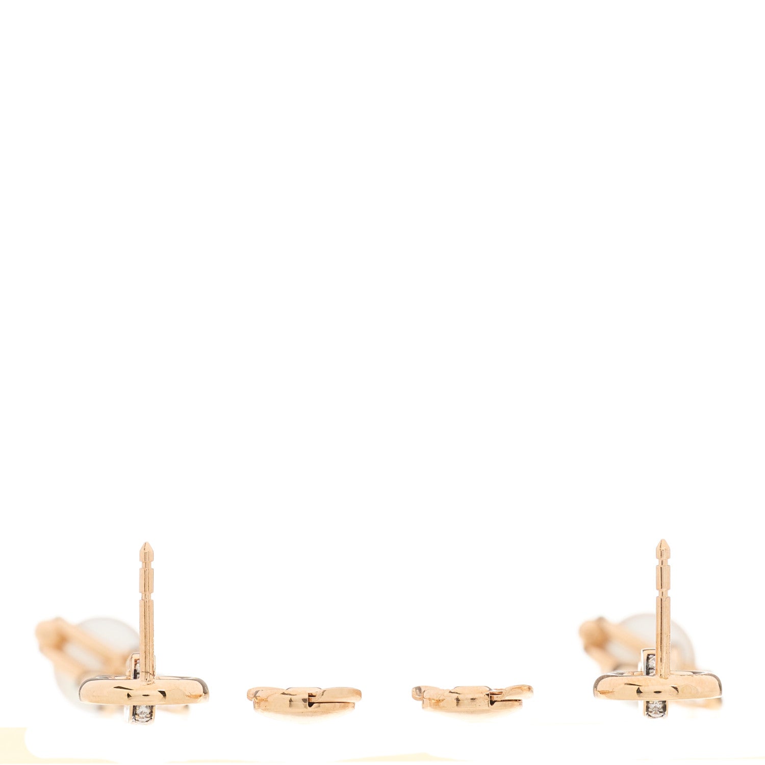 Hermes 18K Rose Gold Diamond Pearl PM Chandra Drop Earrings 3 of 5